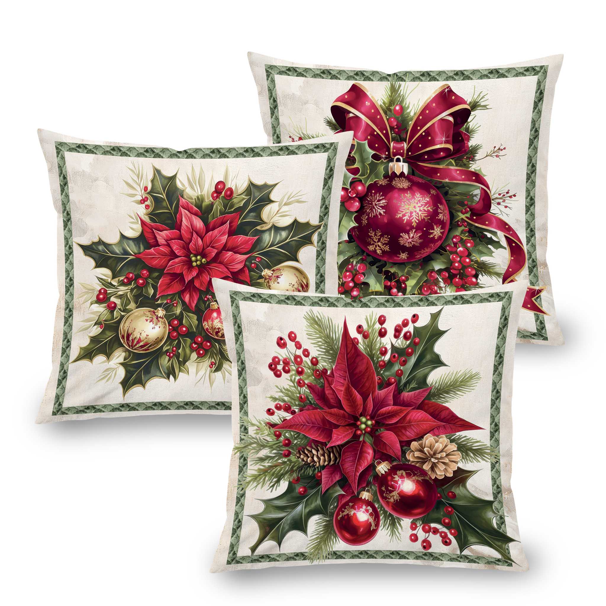 Zestaw 3 poszewek na poduszki CHRISTMAS STAR 45 x 45 cm