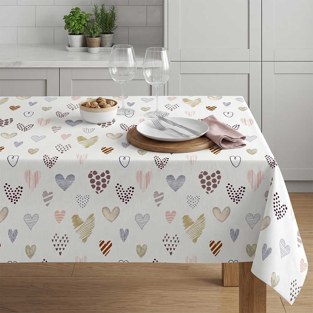 Obrus teflonowy PASTELOWE SERCA 140 x 180 cm
