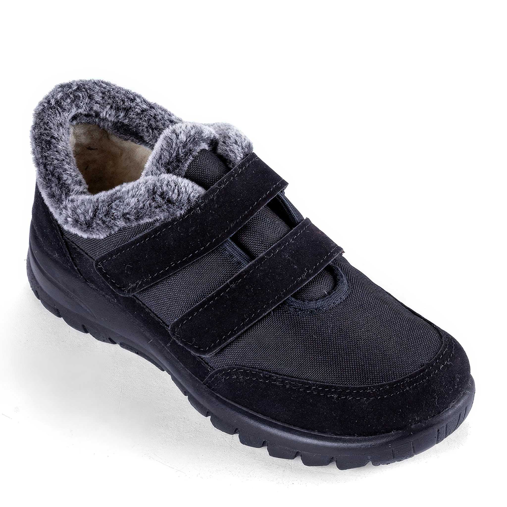 Damskie ocieplane buty ortopedyczne czarno-szare