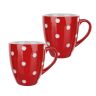 Zestaw ceramicznych kubków KROPKI czerwony 400 ml 2 szt.