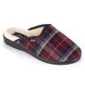 Męskie ocieplane pantofle domowe bordowa krata